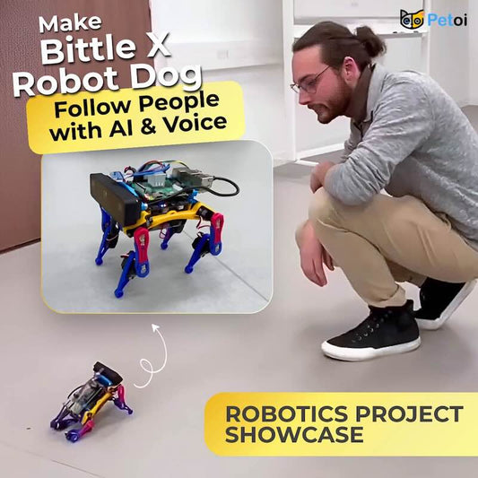 FinoBot - AI Robot Dog with Raspberry Pi, ROS2 & Voice Commands for Human Following - Petoi
