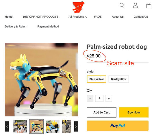 Scam Sites Selling Petoi Products