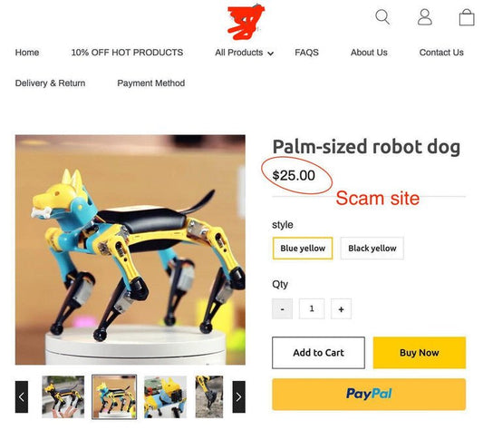 Be Aware of Scam Sites Selling Petoi Products - Petoi