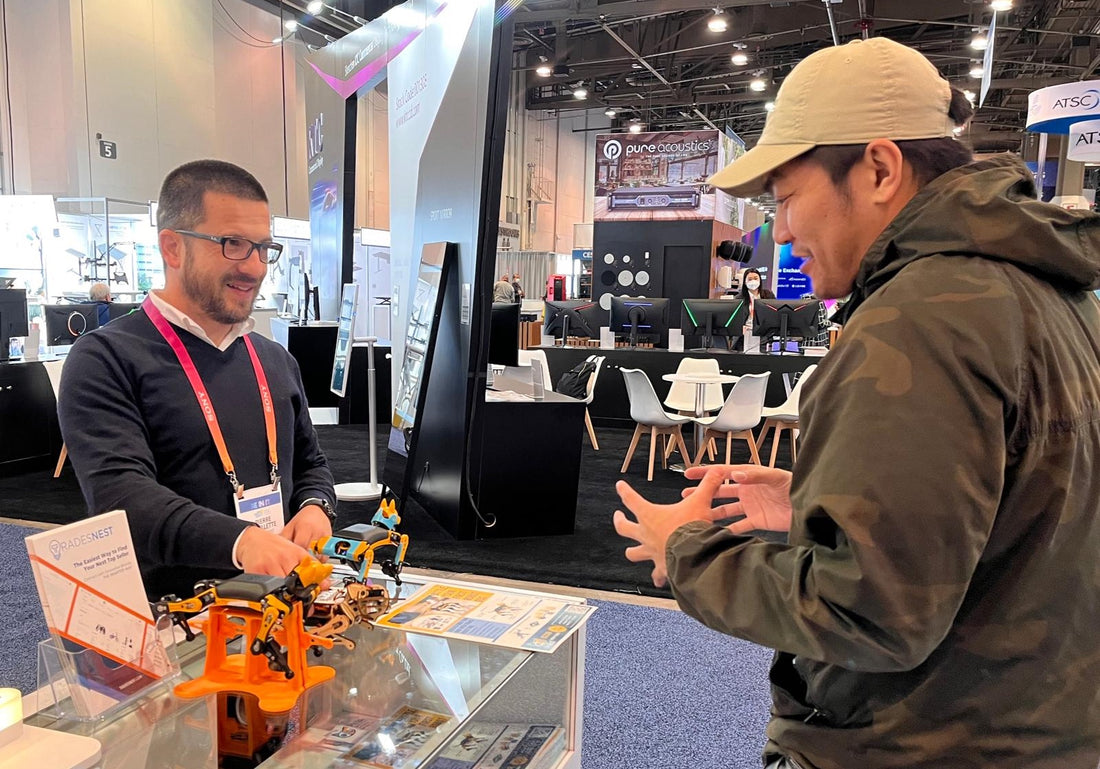 Petoi quadruped robot pets at CES 2023