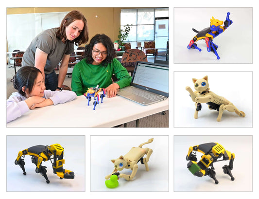 Kids interacting with coding Robot Pets during a learning session, showcasing the benefits of bionic companions.