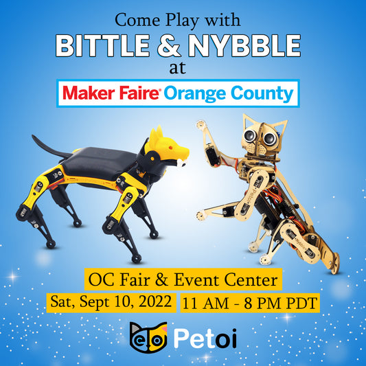 Meet Petoi Open Source Robots at Maker Faire Orange County on Sept 10, 2022